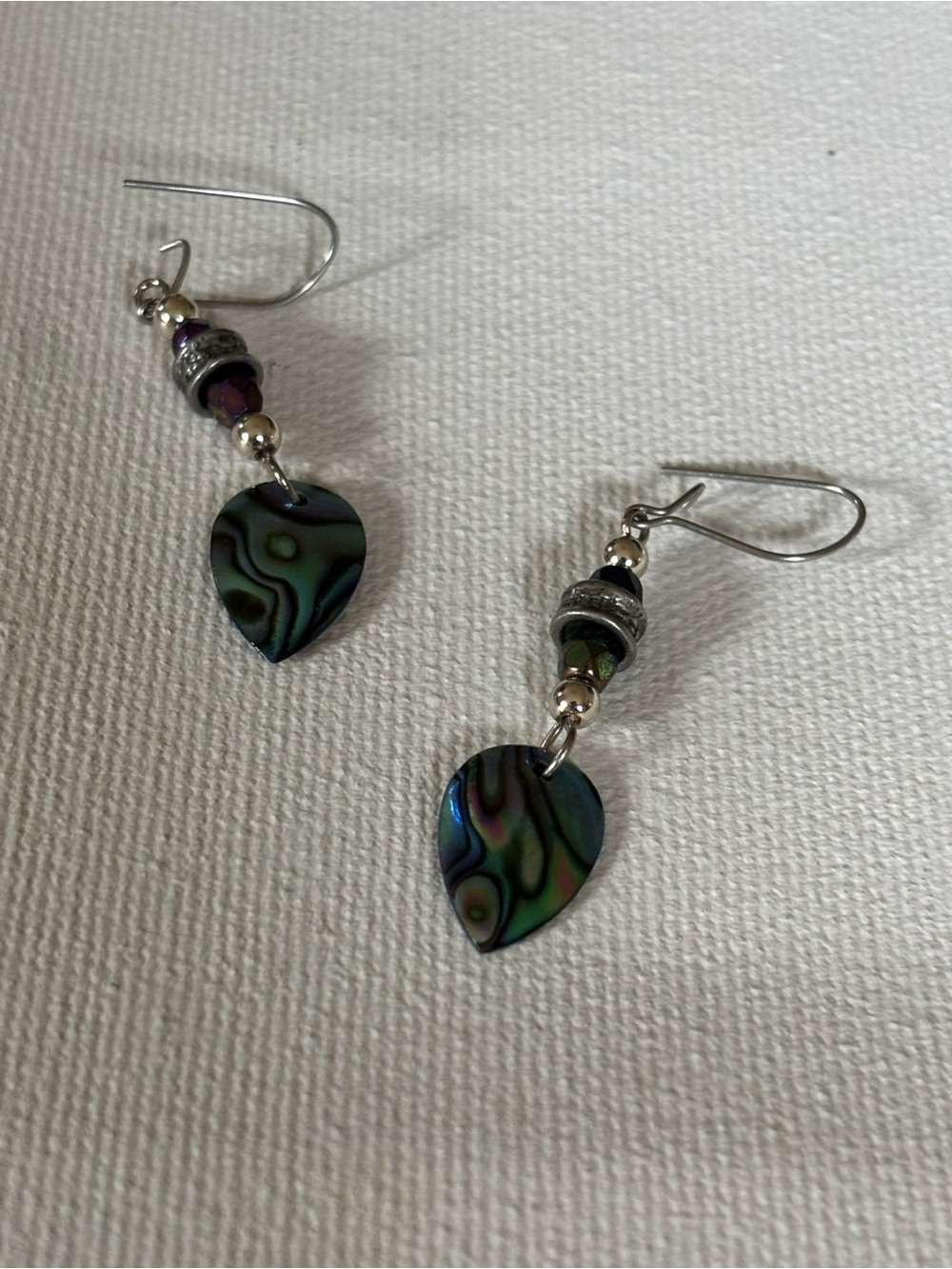 Abalone Drop Earrings - Iridescent Green